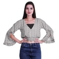 thumbnail image 4 of Moomaya Haut Court Imprimé pour Femmes Style Enveloppant Manches Longues à Volants Blouse d'Été Décontractée, 4 of 5