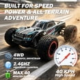 thumbnail image 5 of Xuanlur 1:14 Fast Brushless RC Car for Adults, Max 40+ mph Off-Road Truck w/2.4 GHz High Speed Remote Control,4WD, All Terrain Truggy for Snow, Sand & Mud, Blue, 5 of 8