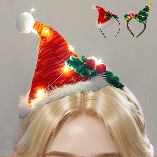 Ganfancp Kit de Material para Tocados Luminosos de Navidad Paquete de Material para Tocados de Cinta para El Pelo Accesorios para Fiestas y Bailes Kit de Material Diy Retorcido para Sombreros de Navi