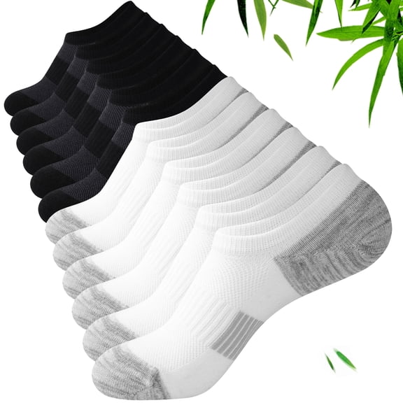FREEYOKA Mens Socks Ankle Low Cut Socks for Men Breathable Athletic Socks 6 Pairs,BLACKWHITE
