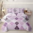 thumbnail image 2 of Erosebridal Lavender Check Quilt King,Purple Rhombus Pattern King Coverlet Set For Boys,3-Piece, 2 of 7