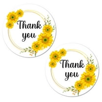 40 Sunflower Thank You Stickers, 2 Inch Big Round Glossy Labels, Great For Weddings, Bridal Shower, Engagement Party, Party Favors Décor, Tags, Supplies. Made in USA.