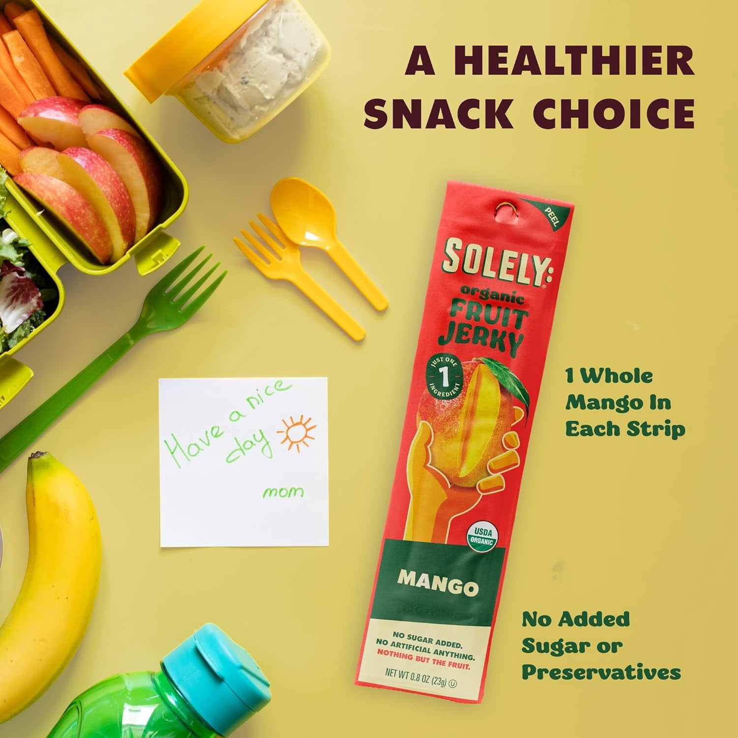 (4 pack) Solely Organic Mango Fruit Snack Jerky, Made with Real Fruit, 0.8 oz