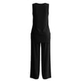 thumbnail image 7 of Lpmadey Women's 2-Piece Cotton Linen Sets, Sleeveless Crewneck Tank Top with Asymmetrical Hem and Drawstring Wide Leg Pants, Summer Casual Vacation Matching Outfit, 7 of 7