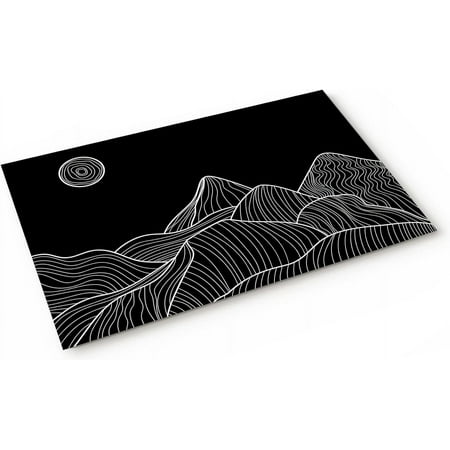 

Geometric Lines Indoor Door Mat Floor Mat Anti-Skid Inside Door Rugs Doormat for Kitchen Bathroom Patio High Traffic Areas Sun Mountain Range Black Background 24x16 Inch