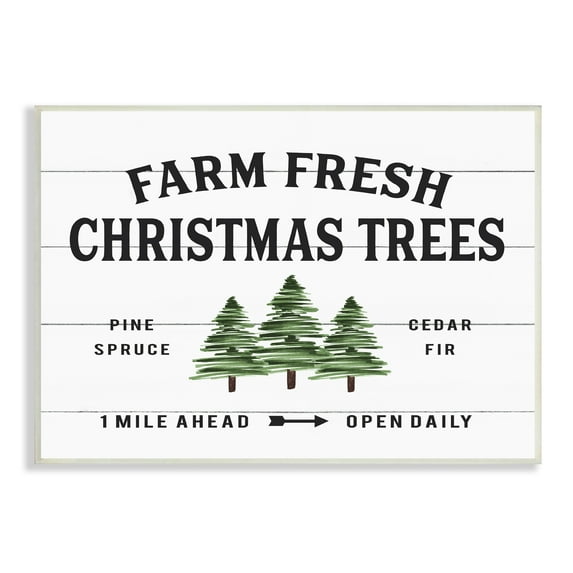 The Stupell Home Decor Collection White Planked Look Holiday Farm Fresh Christmas Trees Spruce and Fir Oversized Wall Plaque Art, 12.5 x 0.5 x 18.5