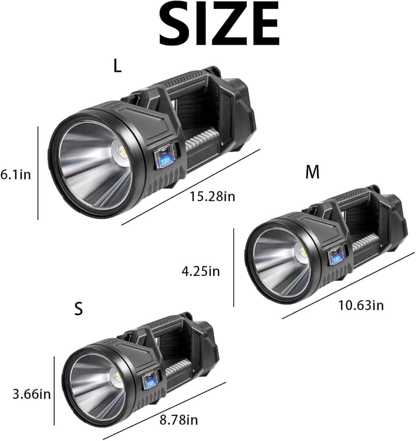 New German 1000000 lumens Waterproof Spot Lights Handheld Large searchlight, Asaruley Light, Spot Lights Outdoor Handheld, Rechargeable Solar Tactical Flashlight
