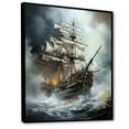 thumbnail image 2 of Designart "Ghostly Pirate Ship In Stormy Seas" Pirate Floater Framed Canvas Wall Art, 2 of 5
