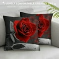 thumbnail image 3 of Shiartex  18x18 Flower Throw Pillow Covers Red Rose Gray Black Decorative Pillow Covers Couch Bed Sofa Floral Square Pillow Cover Red Black Farmhouse Pillow Case Spring Summer (Red Black), 3 of 5