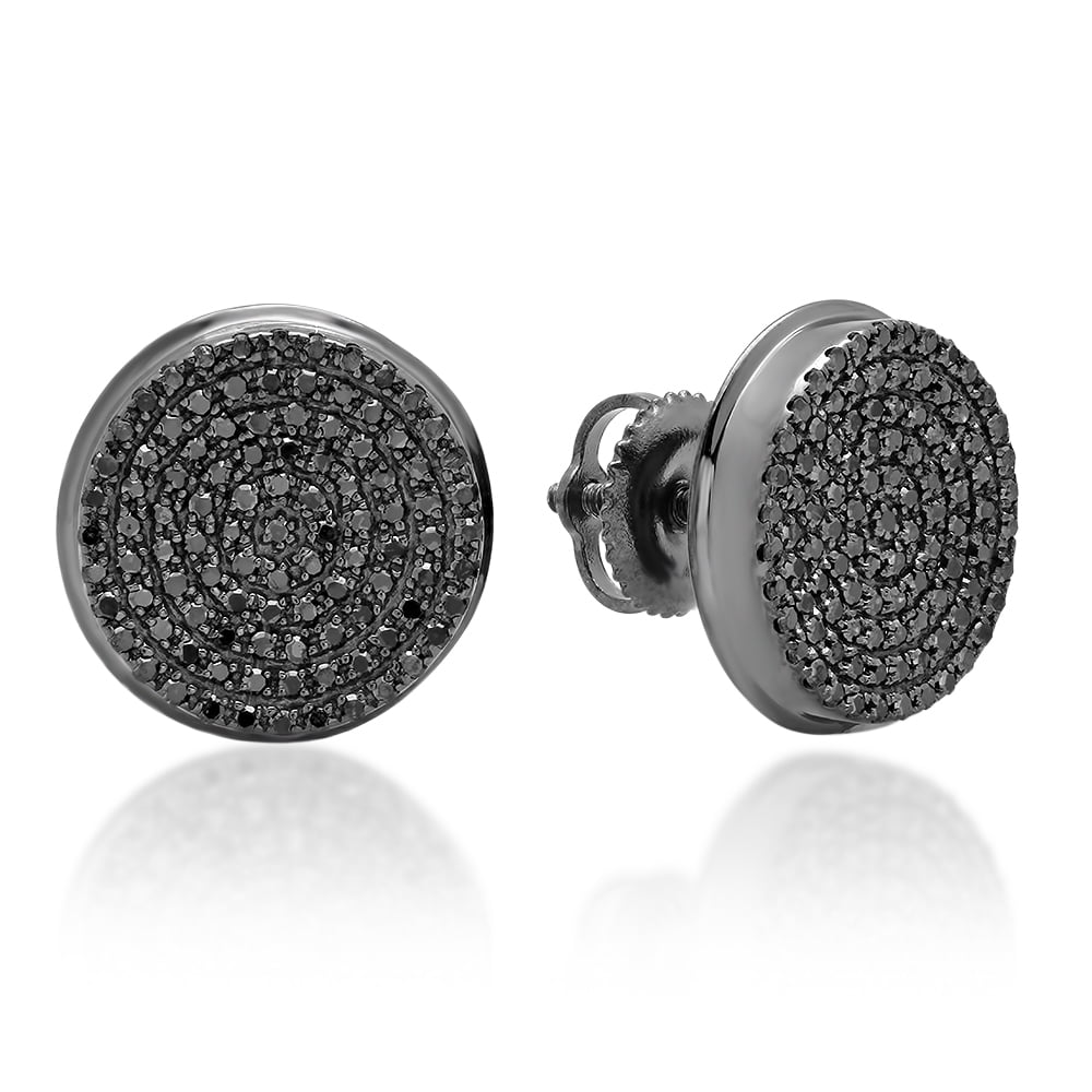 0.40 Cttw Round Cut White Natural Diamond Hip Hop Mens Single Stud Earring 10K Solid Gold