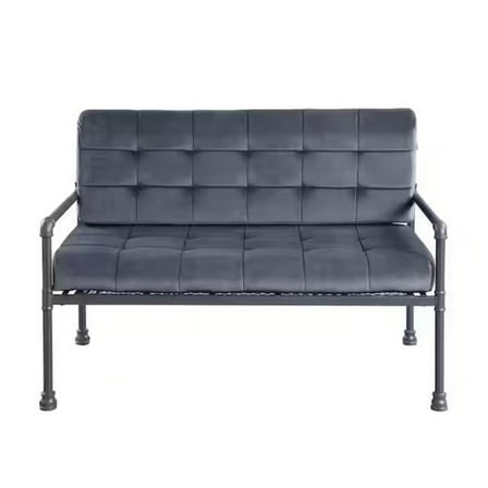 HomeRoots 515671 35 x 51 x 29 in. Gray Tufted Velvet & Gray Love Seat