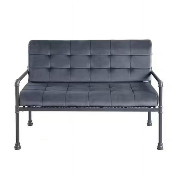 HomeRoots 515671 35 x 51 x 29 in. Gray Tufted Velvet & Gray Love Seat