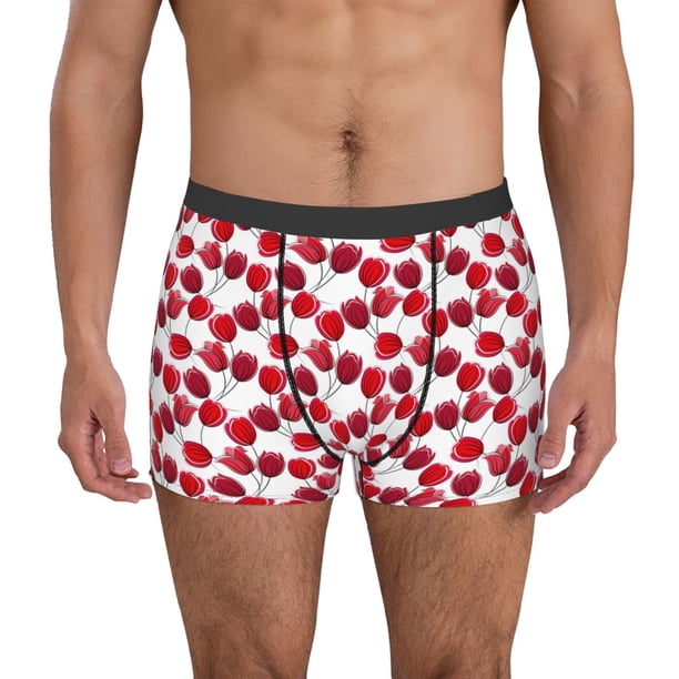 Fotbe Tulips Flowers Calzoncillos Tipo Boxer con Bolsa de Soporte Total para Hombre, X-Temp Fresco, Transpirable y de Secado Rápido-Small