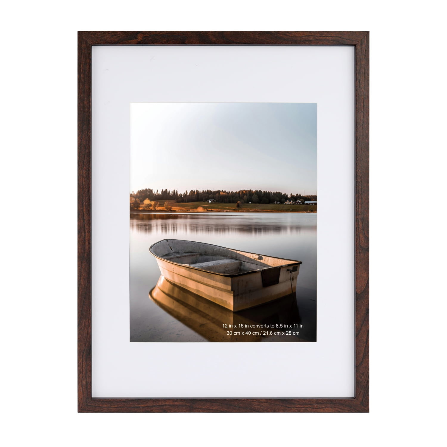 Scholartree 12 x 16 5-in-1 Wood Picture Frames Set-12x16 Matted to 8.5x11 Wall Frames, Brown