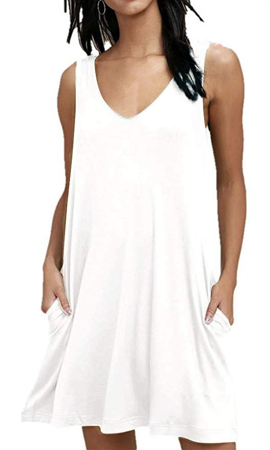 Afibi Women Summer Sleeveless Casual T Shirt Dresses Loose Beach Cover Up Tank Dress