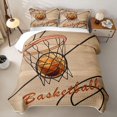 thumbnail image 2 of Castle Fairy Basketball Hoop Print Twin Quilt Set,Court Line Design Twin Coverlet Set,Brown Orange Black, 2 of 7