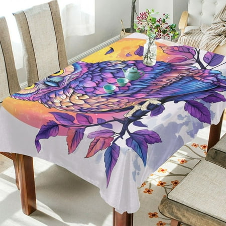 

WOBOGO Vivid Purple Owl Square Tablecloth 60×60in Polyester Fabric Tablecloth Washable Dust Resistant Wrinkle Resistant