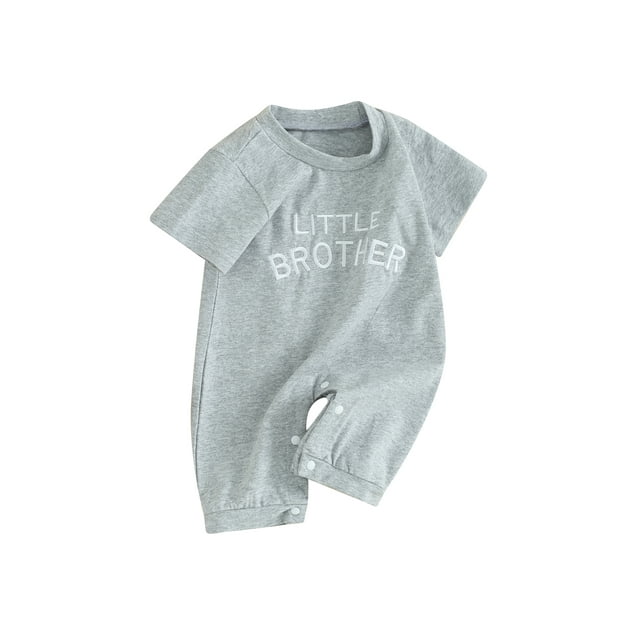 EYIIYE Combinaison Basique pour Bébé Garçon Manches Courtes Col Rond Broderie Lettres Été Vêtements pour Usage Quotidien