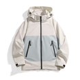 thumbnail image 2 of YLSDY Fashion Men Patchwork Zipper Jackets Color Block Hooded Outdoor Outwear Large Size Spliced Coat with Double Pocket White XL, 2 of 4