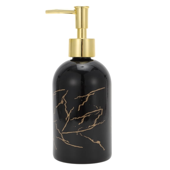 Unique Bargains 1 Pc Reusable Cylinder Marble Soap Dispenser 13.53oz Black