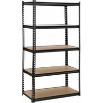 Towallmark 5 Tier Garage Storage Shelves, Heavy Duty Utility Shelves Metal Shelving Unit, 48"L x 18"W x 73"H Adjustable Storage Shelves Utility Rack for Garage Kitchen Basement Pantry Laundry, Black