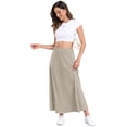 thumbnail image 5 of AskLazy Women's Maxi Skirt with Pockets,Ribbed Knit High Waisted Flowy A-Line Maxi Skirt,Comfortable Casual Wear,Family,Khaki,M, 5 of 9