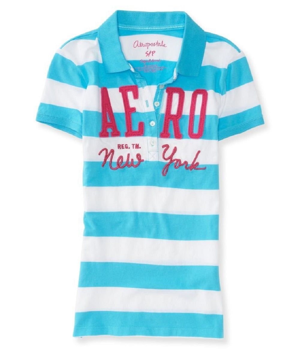 T-shirt Rayé Aeropostale Fille Bleu Et Blanc Manches Courtes Taille XL – Neuf !