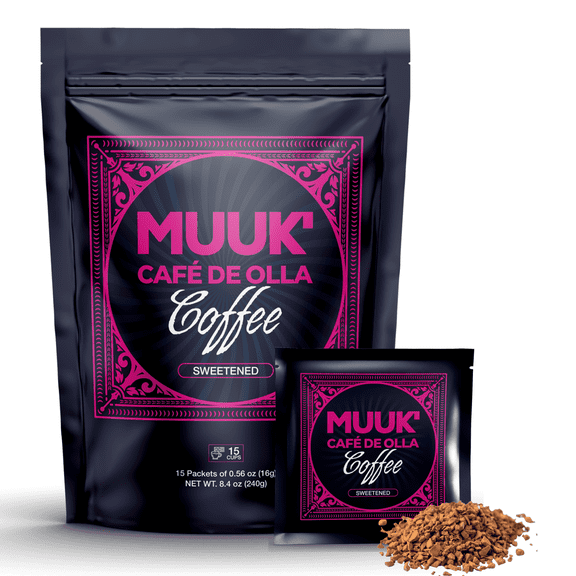 MUUK’ CAFÉ DE OLLA | Instant Coffee Sweetened with Piloncillo, Cinnamon, Cacao & Cardamom | Adaptogen Blend | 15 Cups