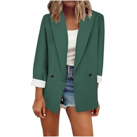 

Women s Cardigan Suit Coat Color Lightweight Open Front Jacket Daily Commute Office Business Blazers