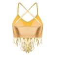 thumbnail image 3 of Haitryli Women's Belly Dance Crop Tank Tops Shiny Sequin Fringed Trim Club Camisole Dancewear Gold L, 3 of 7