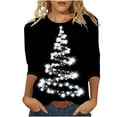 thumbnail image 2 of Up to 65 off!Lolmot Christmas Tops for Women Casual Graphic Shirts Xmas Tree Holiday T Shirt Crewneck 3/4 Sleeve Tee Tops, 2 of 5