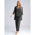 thumbnail image 2 of LiiYii Women 3 Piece Chiffon Pant Suits Plus Size Mother of The Bride Outfits Wedding Guest Dress Suits Evening Party Gowns Gray-A XXL, 2 of 7