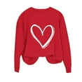 thumbnail image 5 of Dolkfu Womens Shirt Love Heart Valentine's Day Red Crewneck Sweatshirts Pullover Long Sleeve Long Sleeve Womens Tops L, 5 of 6