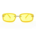 thumbnail image 5 of Womens Trendy Rimless 90s Designer Styling Narrow Rectangle Fashion Sunglasses Yellow, 5 of 8