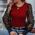 thumbnail image 4 of JINMGG Fall Long Sleeve Shirts for Women, Womens Summer Fall Tops 2024 Women's Lace Sleeve Color Matching Slim Top, 4 of 6