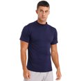 thumbnail image 3 of Eandarui Mock Neck Pullover Shirt for Mens Cotton Slim-fit Solid Color Basic Tops Warm Undershirt Blue XL, 3 of 8