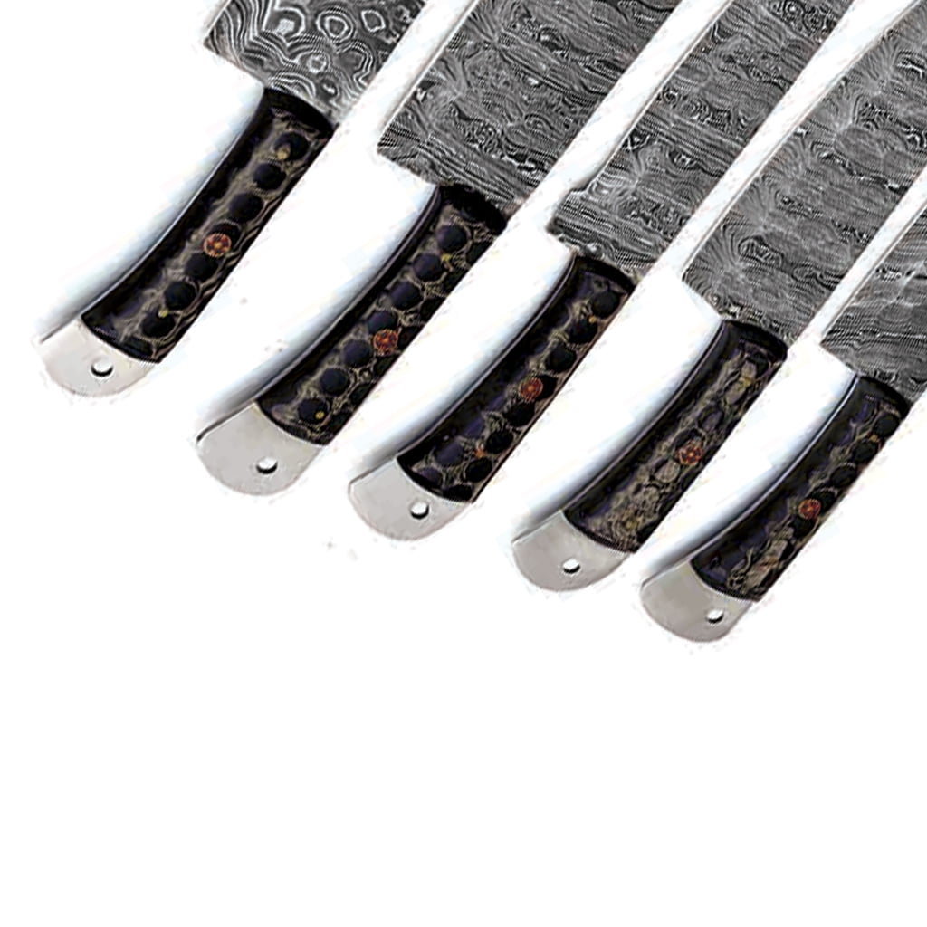 Gentry Choice Damascus Steel Kitchen Knives Set of 5 with Resin Black Handles