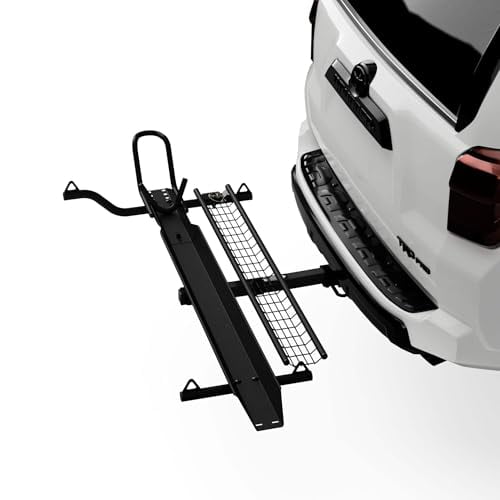 MotoTote m3 Motorcycle Hitch Carrier (500 lbs. Capacity) with Zero Wobble Hitch Mount & Ramp, Fits Standard Size Tires