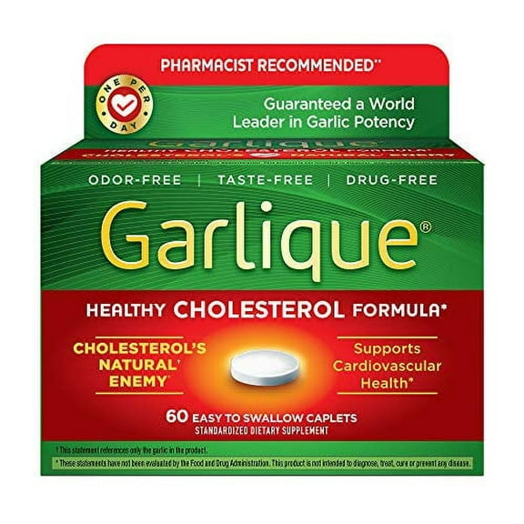Garlique Healthy Cholesterol Formula with 5000 mcg of Allicin, 60 Enteric Coated Caplets