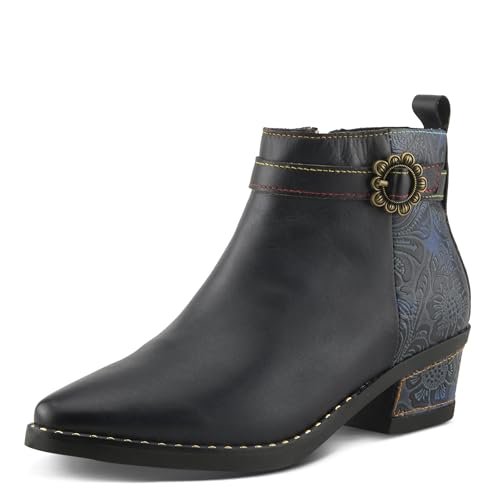 Spring Step L'Artiste Acree Boots for Women Stylish Comfortable Booties - Hand-Painted Leather Upper Cushioned Insole - Breathable Lining Side Zipper Boot