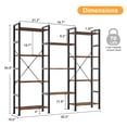 thumbnail image 5 of EDX Triple 4 Tier Bookshelf Storage Shelf, Modern Freestanding Bookcase with Metal Frame, Open Display Shelves, Space Saving Storage Organizer, Rustic Brown, 5 of 9