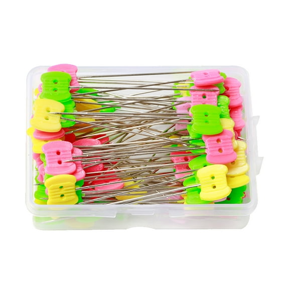 Kuyiluo Flat Pins 50pcs Sewing Box Flat Two Holes Button Head Straight Clothing Accessories Needle for DIY Craft Decoration Dressmaker