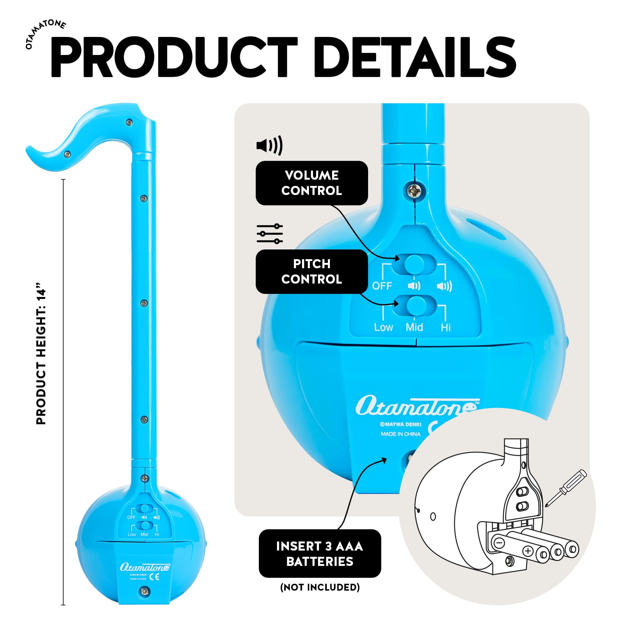 Otamatone Electronic Musical Instrument for Unisex Adults - Blue