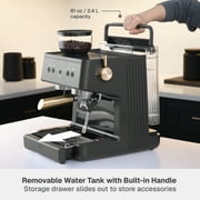 Thyme & Table Barista Grade Espresso Machine with 15-Bar Pressure and Conical Burr Grinder, Slate Grey