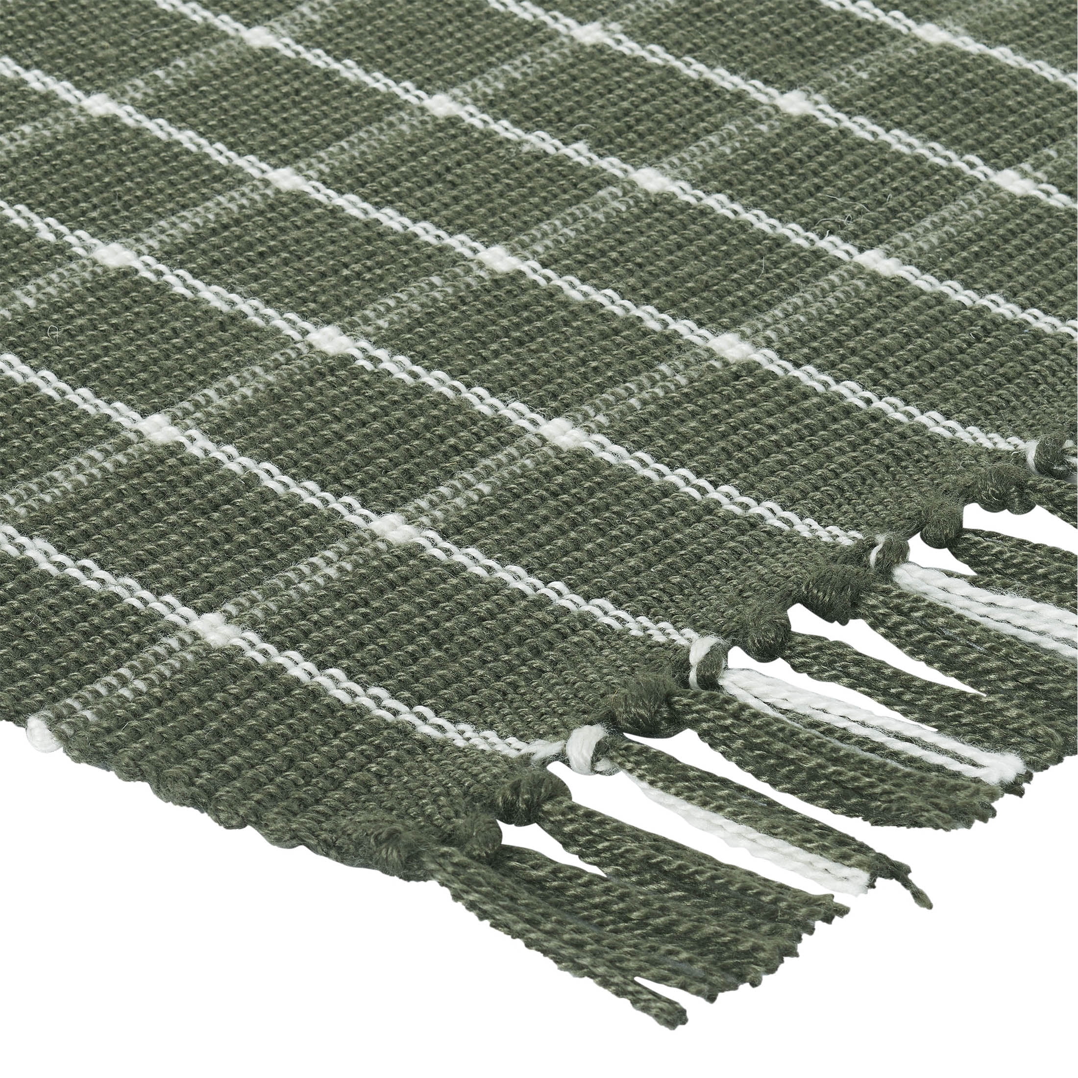 My Texas House Dark Green Plaid Indoor/Outdoor Layering Rug, 24" x 38"