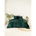 thumbnail image 2 of Vinsan International Ultra-Luxe Velvet Duvet Cover, Boho Bedding UO Comforter Donna Cover, 3 Pcs Set Emerald Green Color Duvet Set, Velvet Bedding Set Queen Size, 2 of 5