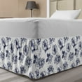 thumbnail image 1 of Floral Bed Skirt, Top View of High Detailed Flower Silhouettes, Elastic Bedskirt Dust Ruffle Wrap Around for Bedding Decor, 4 Sizes, White Ceil Blue Indigo, by Ambesonne, 1 of 2