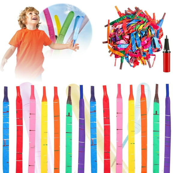100 Pcs Rocket Balloons Plus 1 Easy-To-Use Pump - Party Pack, No Need for A Refill - Watch Each Screaming Balloon Rocket to the Sky!