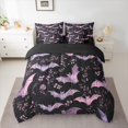 thumbnail image 4 of Homewish Dark Floral Halloween Bat 7-Piece Twin Bedding,Pink Branch Blossom Print Bedding Comforter Set,Black Mauve,Black Reversible, 4 of 8
