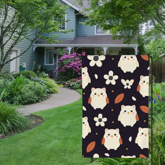 RKSupls Spring Summer Garden Flag Double Sided Cute Owl & Flora Pattern Linen Small Butterfly Floral Flower Welcome Yard House Outside Outdoor Decoration,12*18 inch
